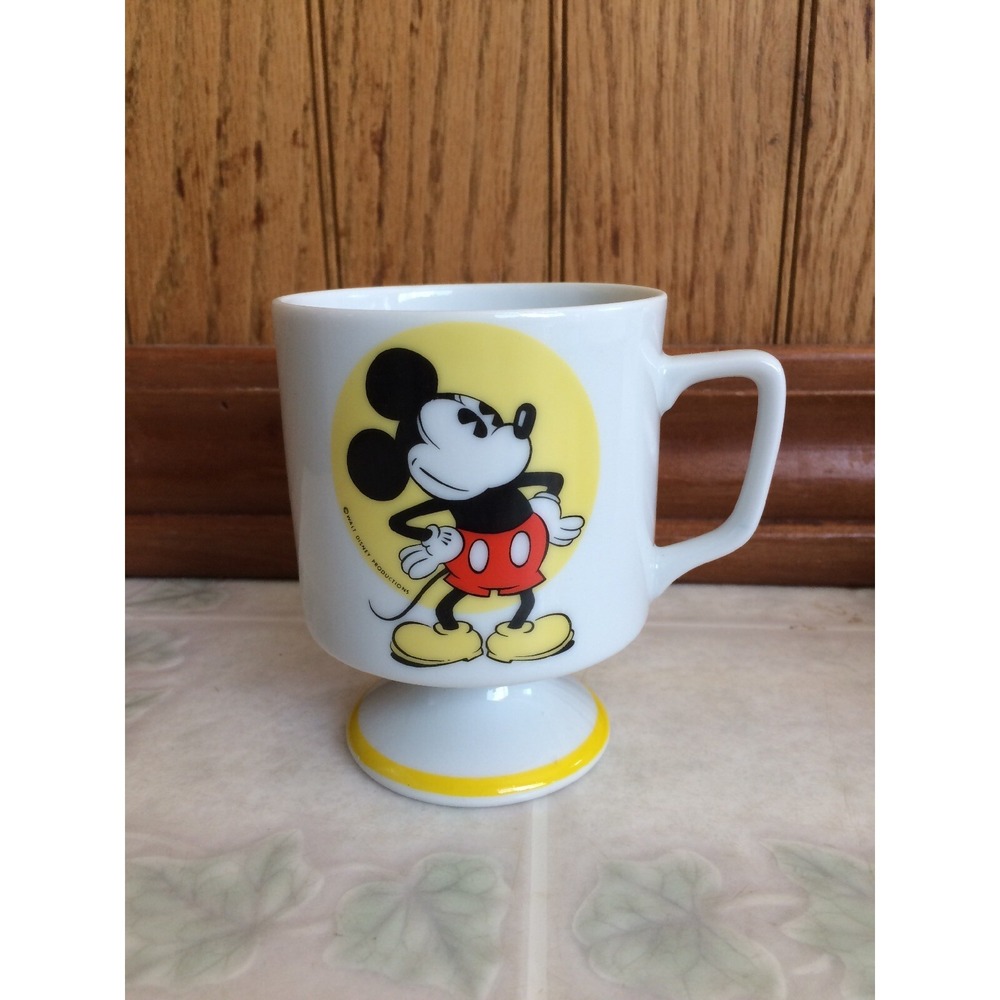 Vtg Mickey Mouse Disneyland Walt Disney World Made In Japan Yellow & White Mug